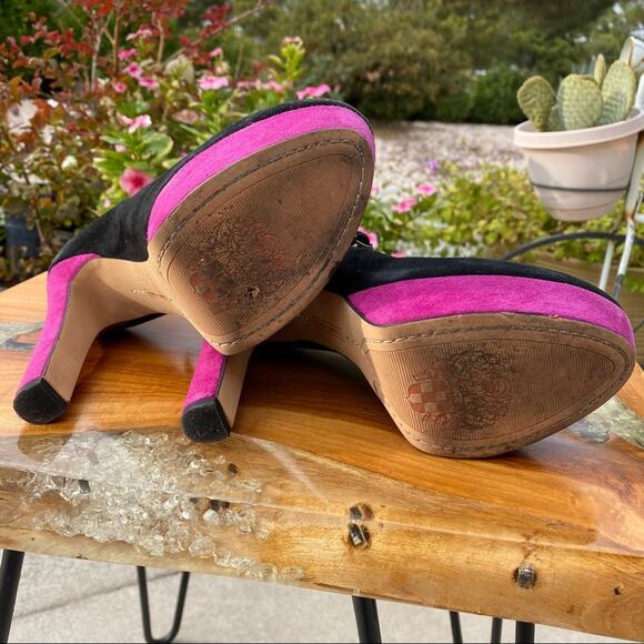 VINCE CAMUTO Black and Purple Suede Mary Jane Platform Pump Heel Size 6 - Picture 6 of 8